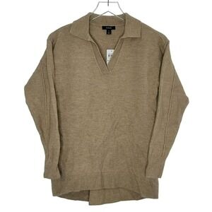 Alfani Tan‎ Polo Sweater Pullover Collared Long Sleeve V-Neck Old Money Prep XS